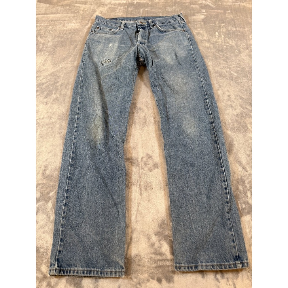 Wrangler Men's 34x34 Light Wash Straight Fit 100% Cotton Button Fly Jeans